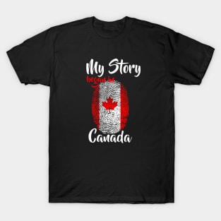 Canada Flag Fingerprint My Story DNA Canadian T-Shirt